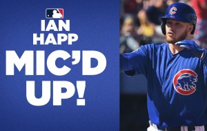 MIC'D UP with Ian Happ. Cubs OF makes catch, gets hit while on mic!