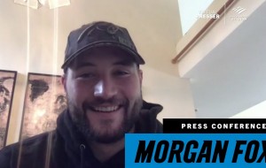 Morgan Fox speaks to the media about his role on the defensive line